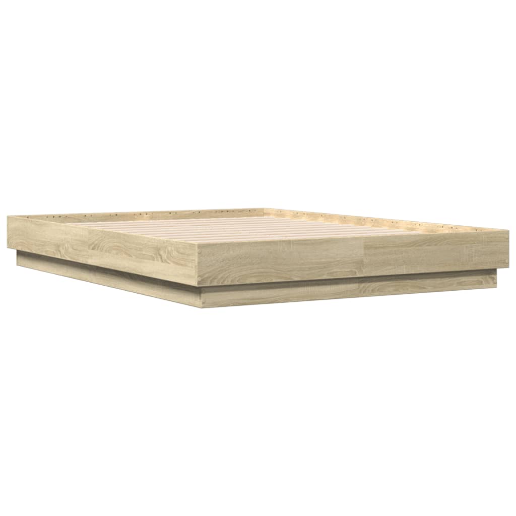 Okvir kreveta s LED svjetlima boja hrasta sonome 135 x 190 cm