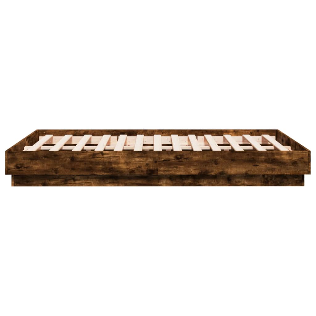 Okvir kreveta s LED svjetlima dimljena boja hrasta 120 x 190 cm