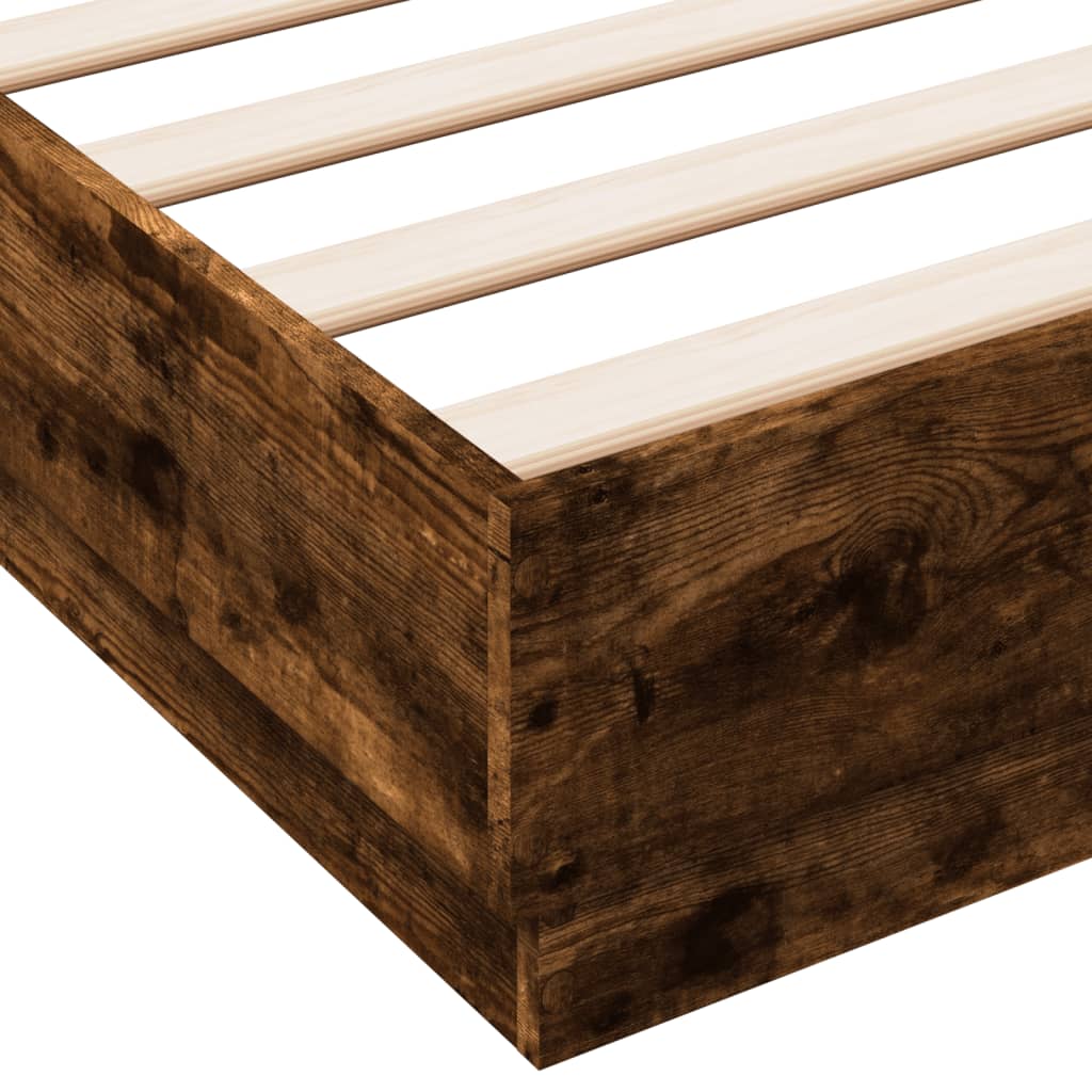 Okvir kreveta s LED svjetlima dimljena boja hrasta 120 x 190 cm