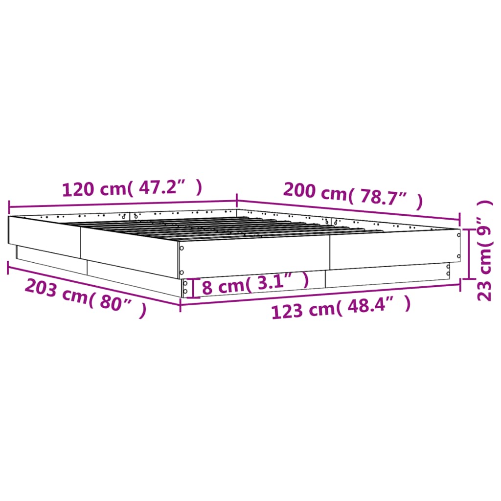 Okvir kreveta boja hrasta 120x200 cm od konstruiranog drva