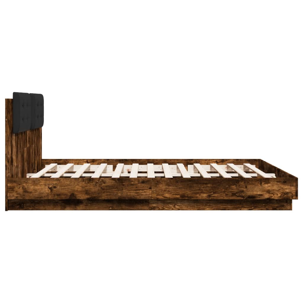 Okvir kreveta s uzglavljem LED boja dimljenog hrasta 180x200 cm