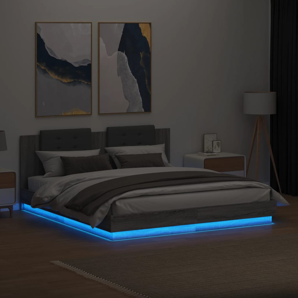 Okvir kreveta s uzglavljem LED boja hrasta sonome 160 x 200 cm
