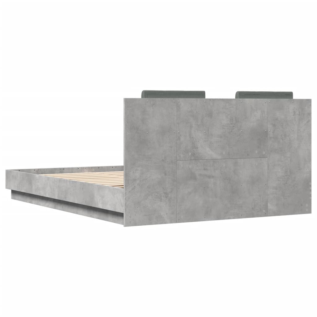 Okvir kreveta s uzglavljem LED siva boja betona 150 x 200 cm