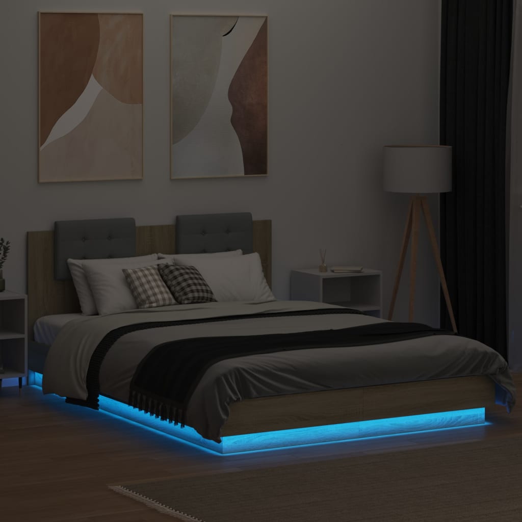 Okvir kreveta s uzglavljem LED boja hrasta sonome 120 x 200 cm