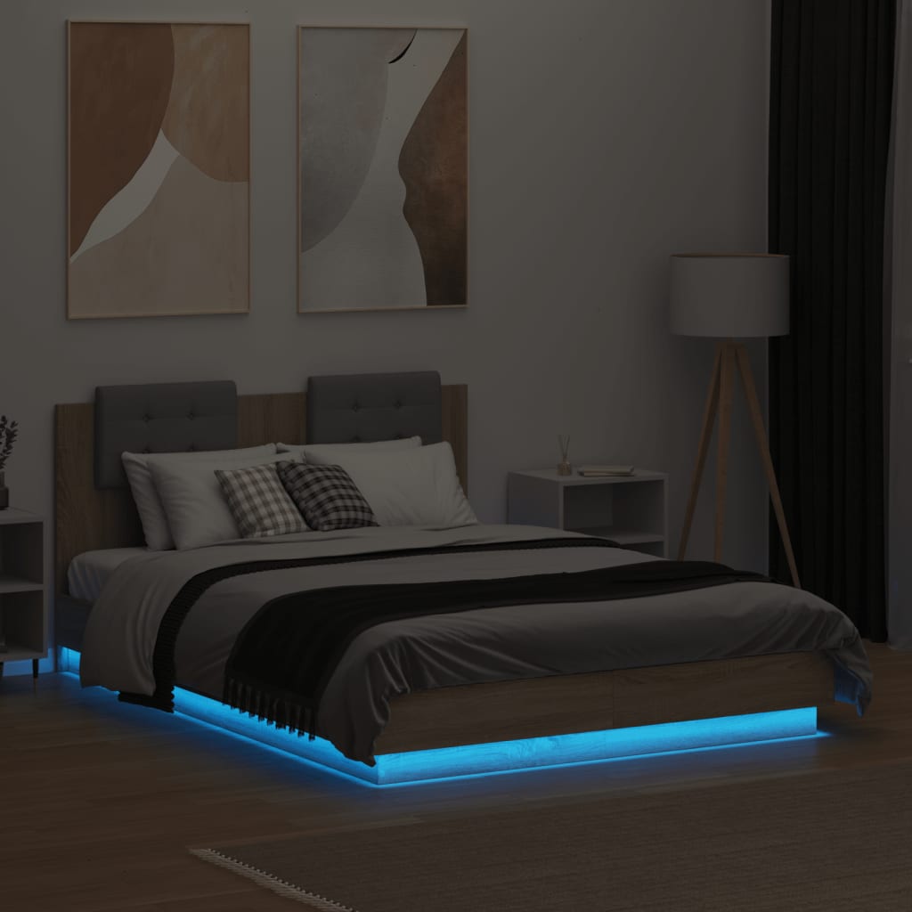 Okvir kreveta s uzglavljem LED boja hrasta sonome 120 x 190 cm