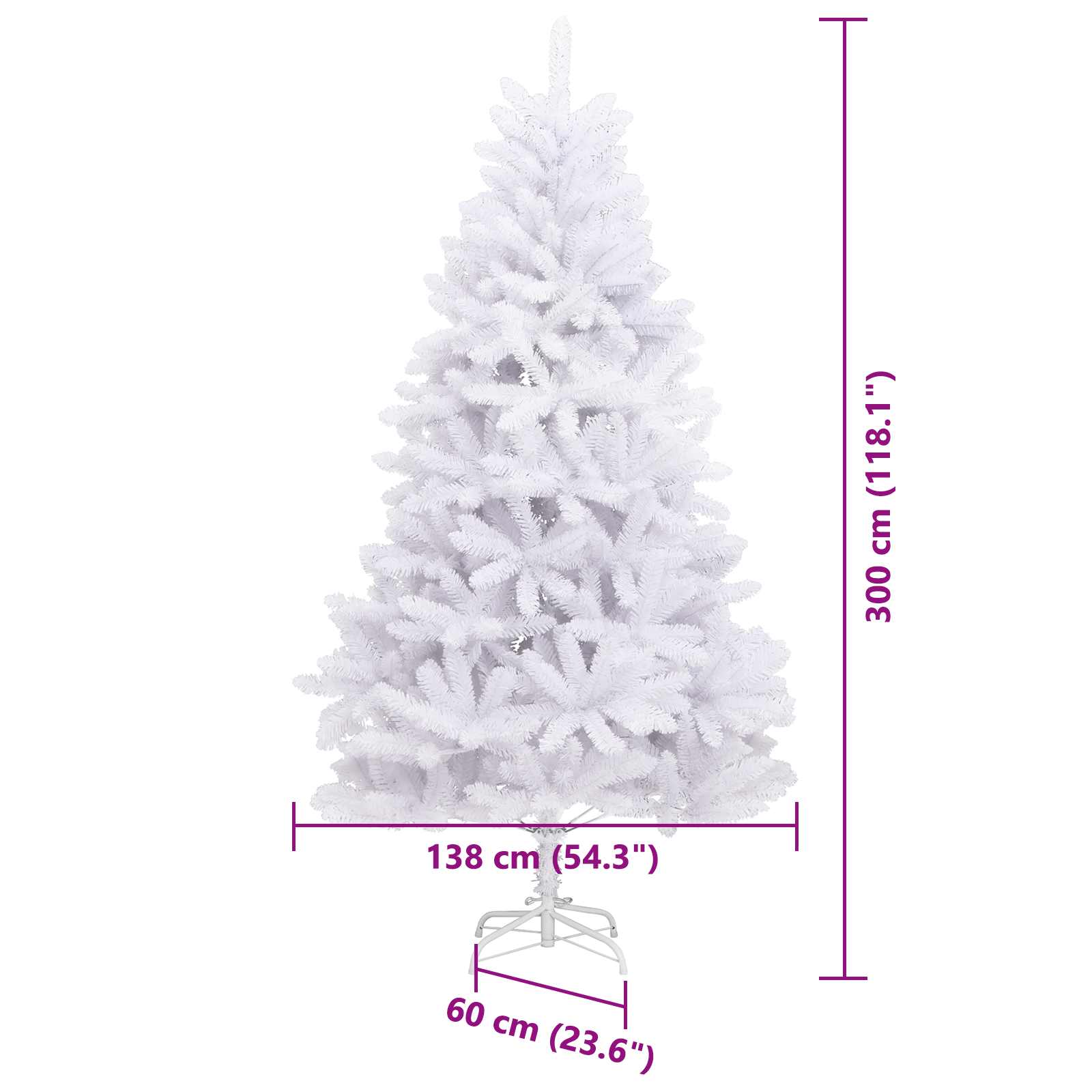 Umjetno božićno drvce Bijelo 300 cm PVC i metal