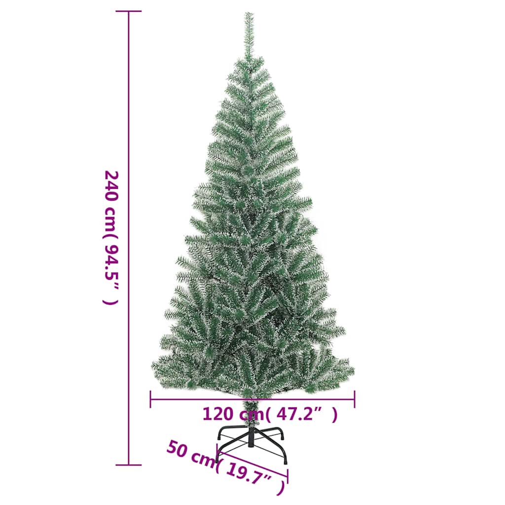 Umjetno božićno drvce 300 LED s kuglicama i snijegom 240 cm