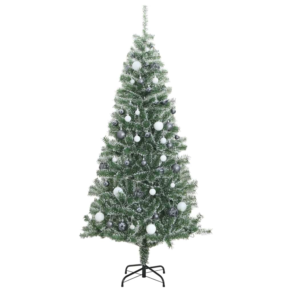 Umjetno božićno drvce 300 LED s kuglicama i snijegom 240 cm