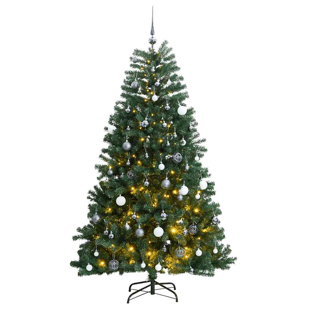 Umjetno božićno drvce 300 LED sa šarkama i kuglicama 240 cm
