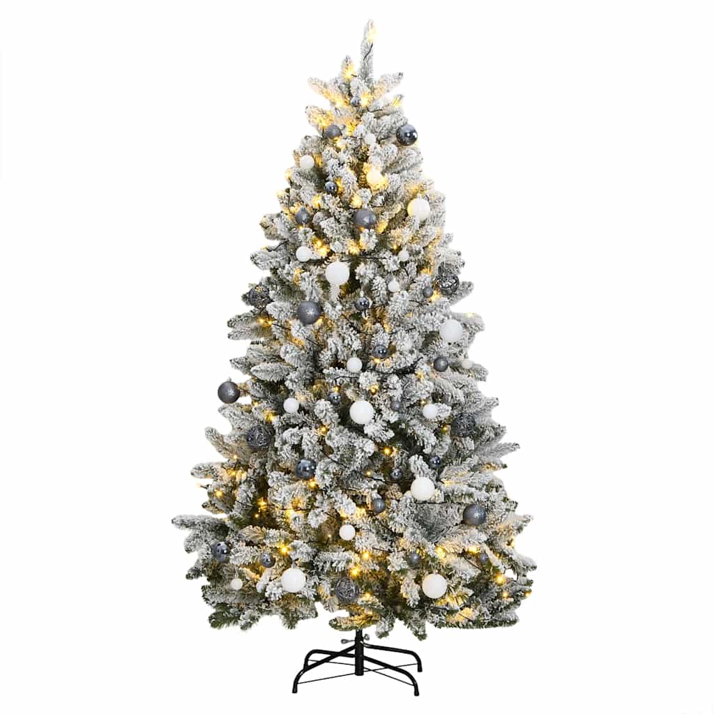 Umjetno božićno drvce 300 LED sa šarkama i kuglicama 210 cm