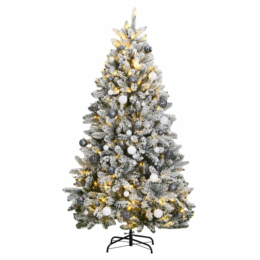 Umjetno božićno drvce 300 LED sa šarkama i kuglicama 270 cm
