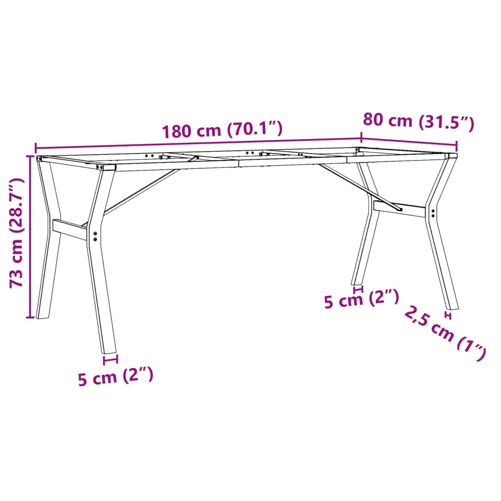 Noge za blagovaonski stol Y-oblika 180x80x73cm čelik