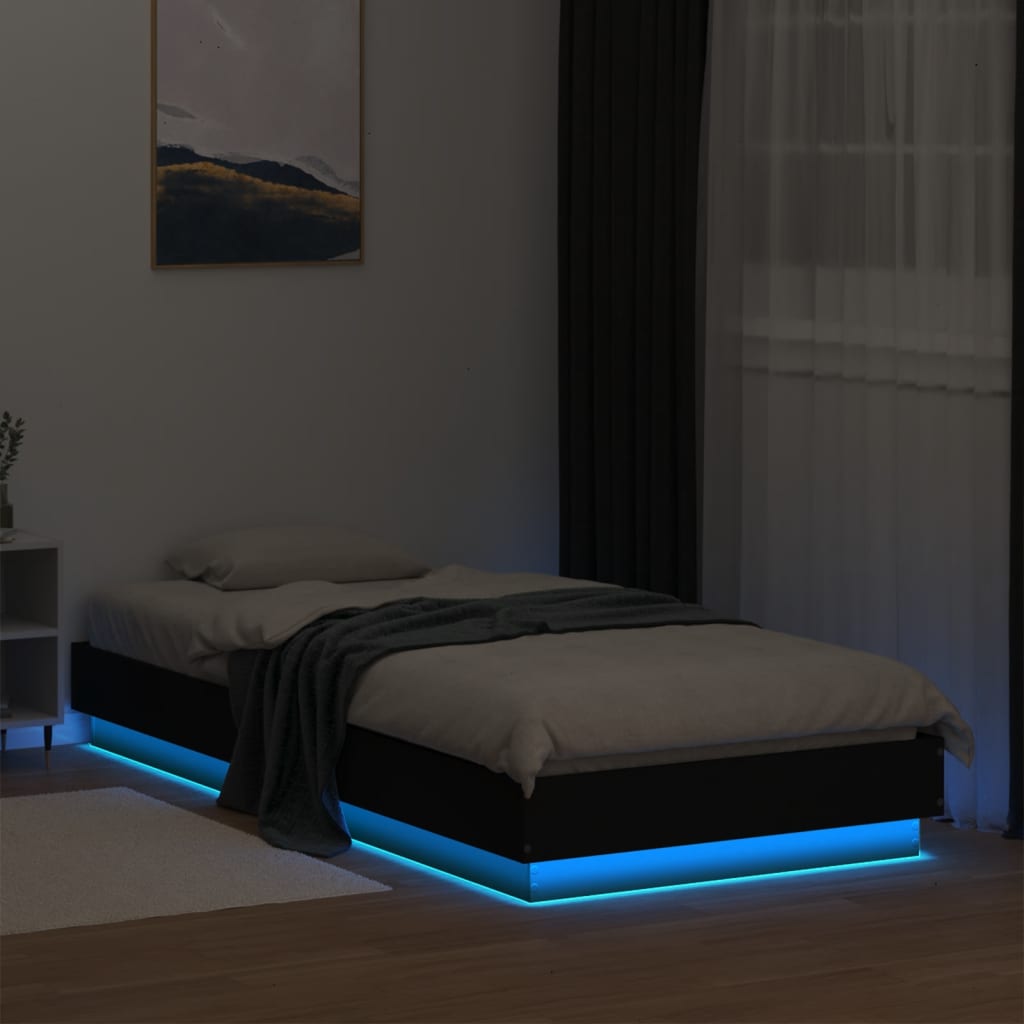 Okvir za krevet s LED svjetlima crni 100 x 200 cm