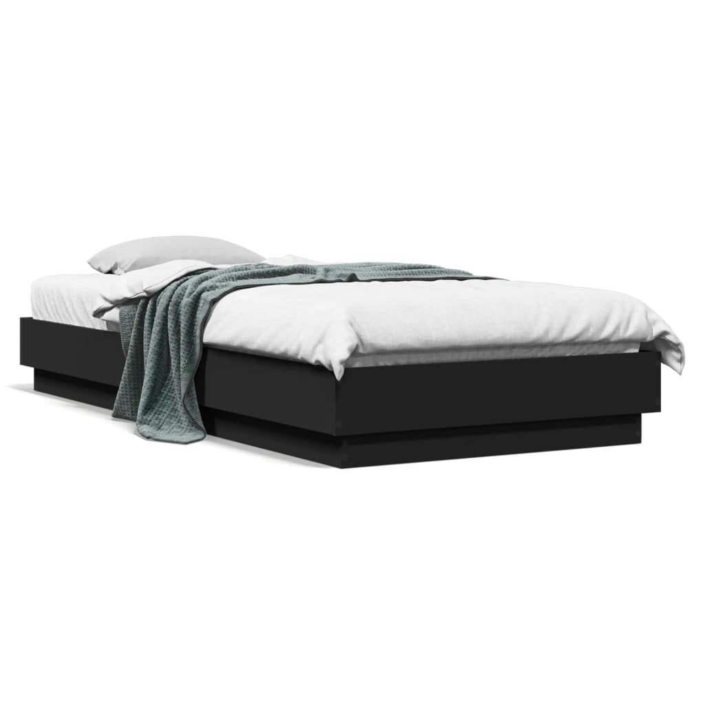Okvir za krevet s LED svjetlima crni 100 x 200 cm