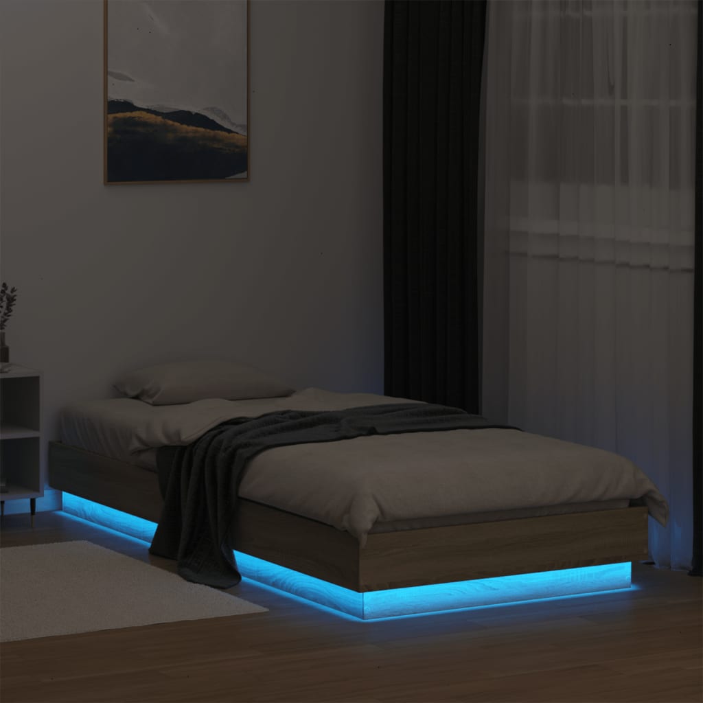 Okvir za krevet s LED svjetlima boja hrasta sonome 100 x 200 cm
