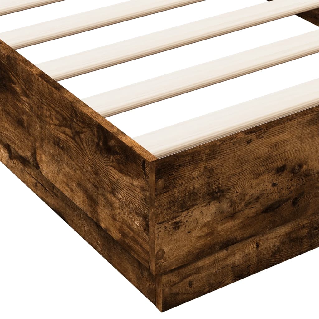 Okvir za krevet s LED svjetlima dimljena boja hrasta 100x200 cm