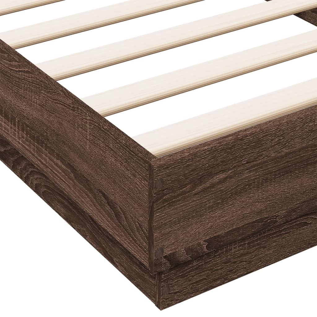 Okvir za krevet s LED svjetlima smeđa boja hrasta 100 x 200 cm