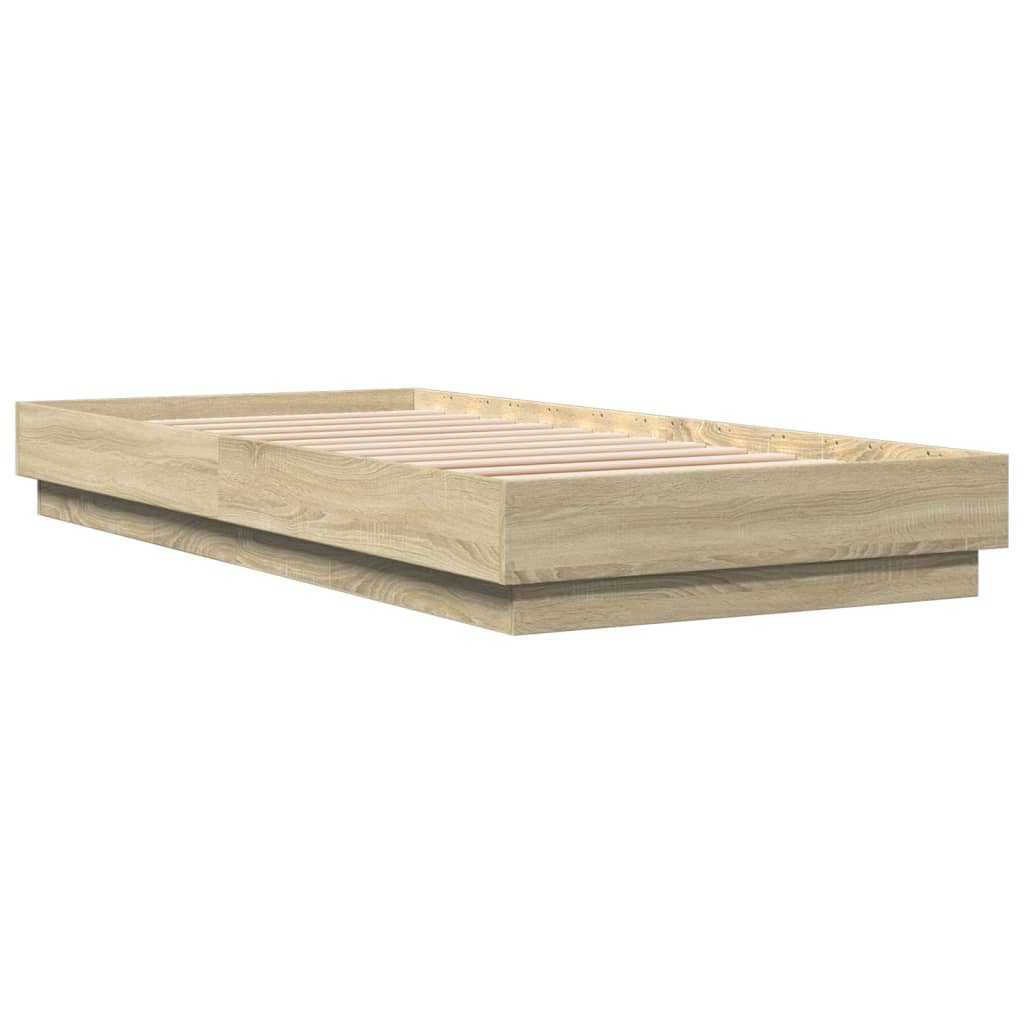 Okvir kreveta s LED svjetlima boja hrasta sonome 90 x 200 cm