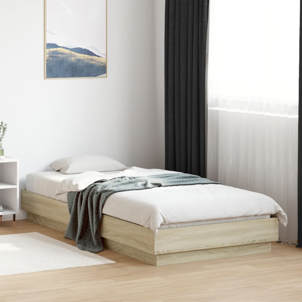 Okvir kreveta s LED svjetlima boja hrasta sonome 90 x 200 cm