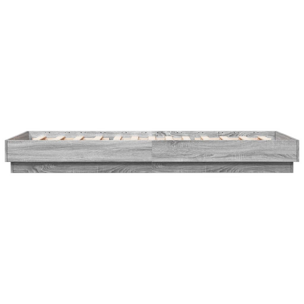 Okvir za krevet s LED svjetlima siva boja hrasta 90 x 200 cm