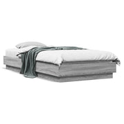 Okvir za krevet s LED svjetlima siva boja hrasta 90 x 200 cm