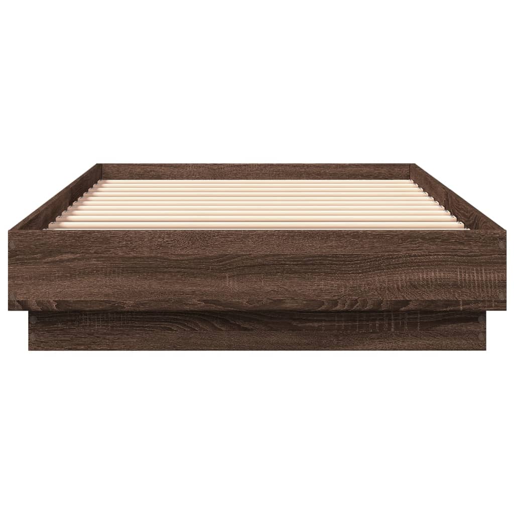 Okvir za krevet s LED svjetlima smeđa boja hrasta 90 x 200 cm