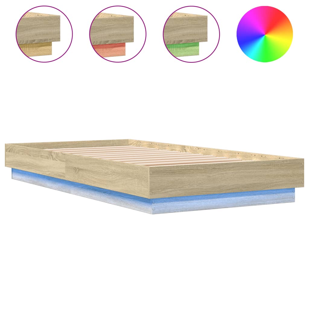 Okvir kreveta s LED svjetlima boja hrasta sonome 90 x 190 cm