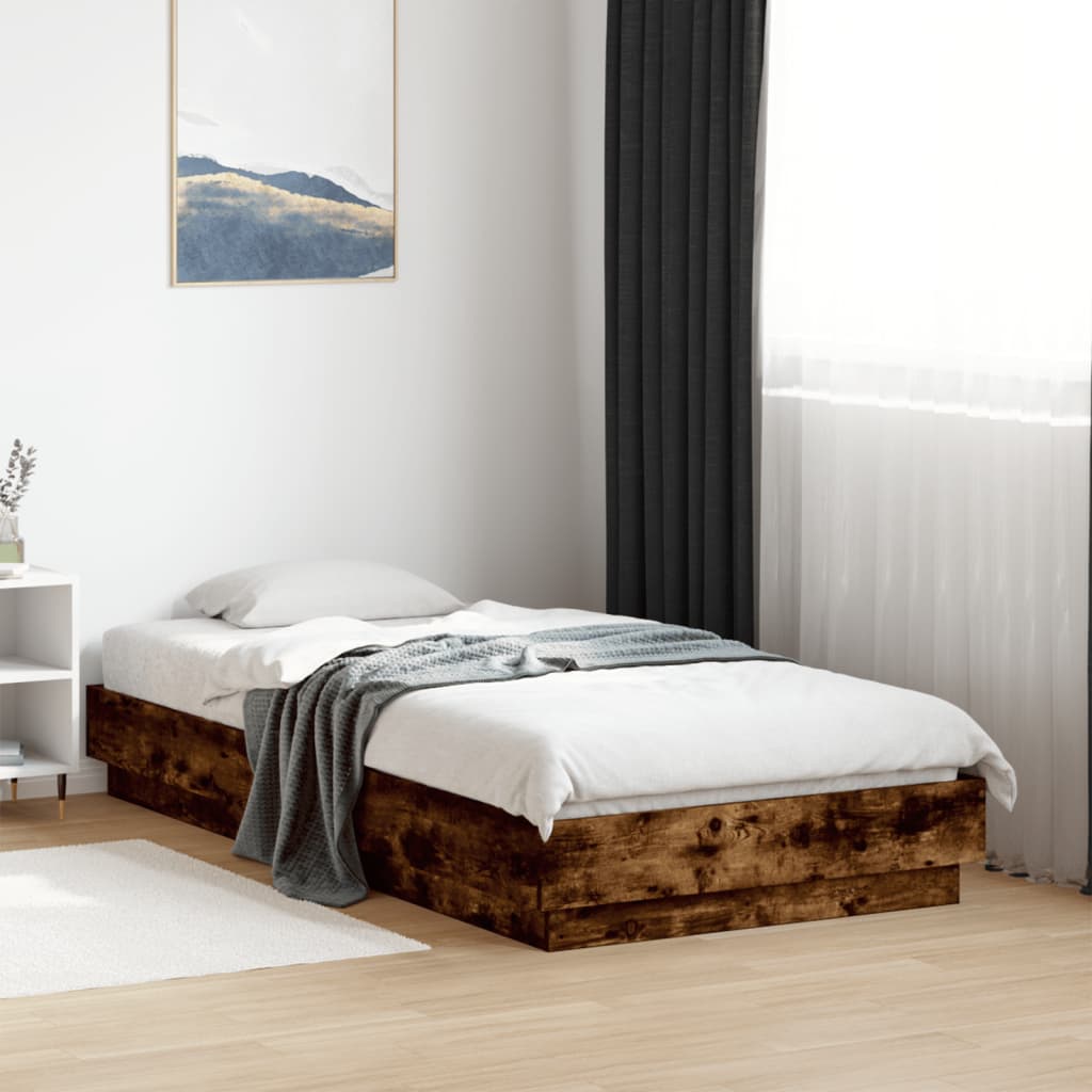 Okvir kreveta s LED svjetlima dimljena boja hrasta 90 x 190 cm