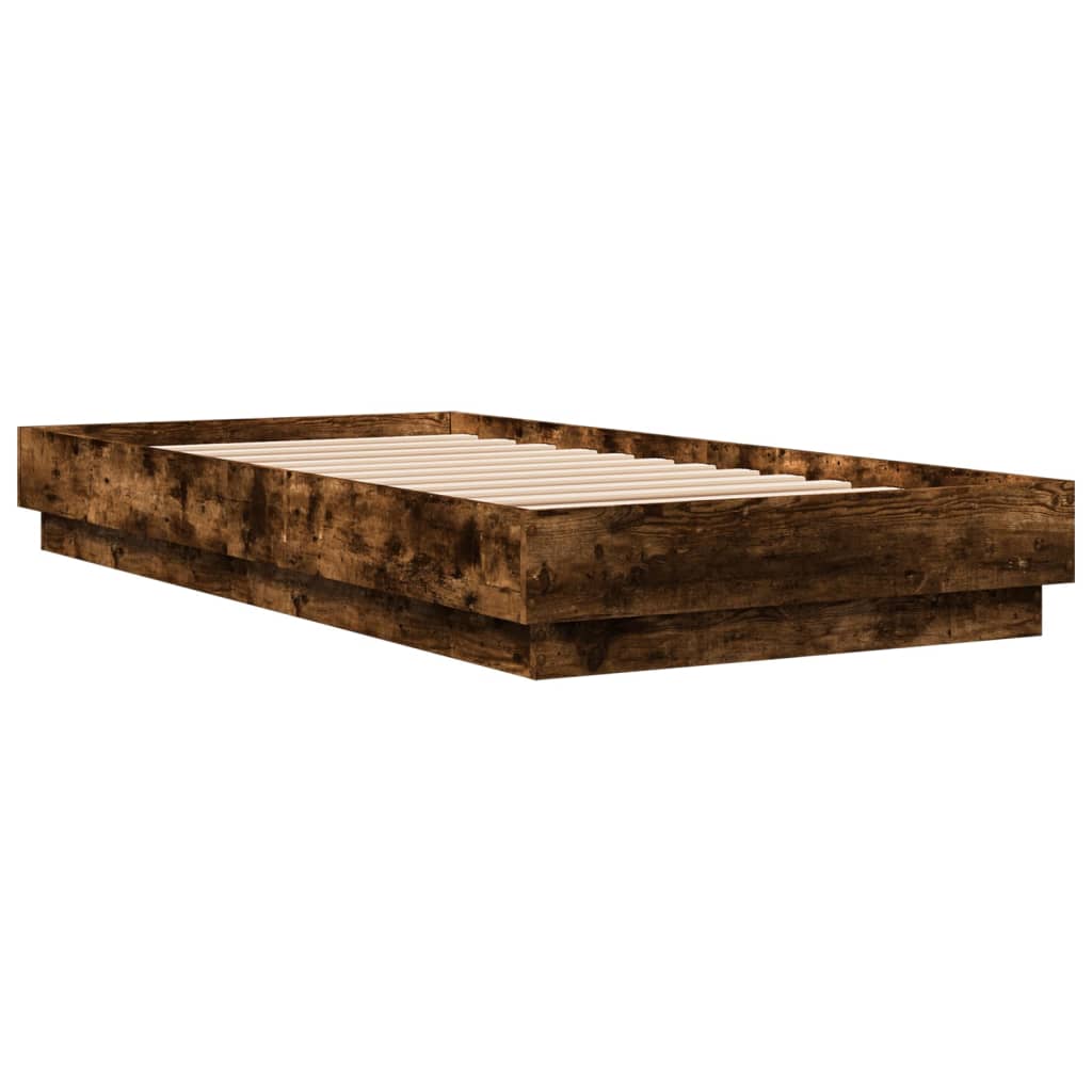 Okvir kreveta s LED svjetlima dimljena boja hrasta 90 x 190 cm