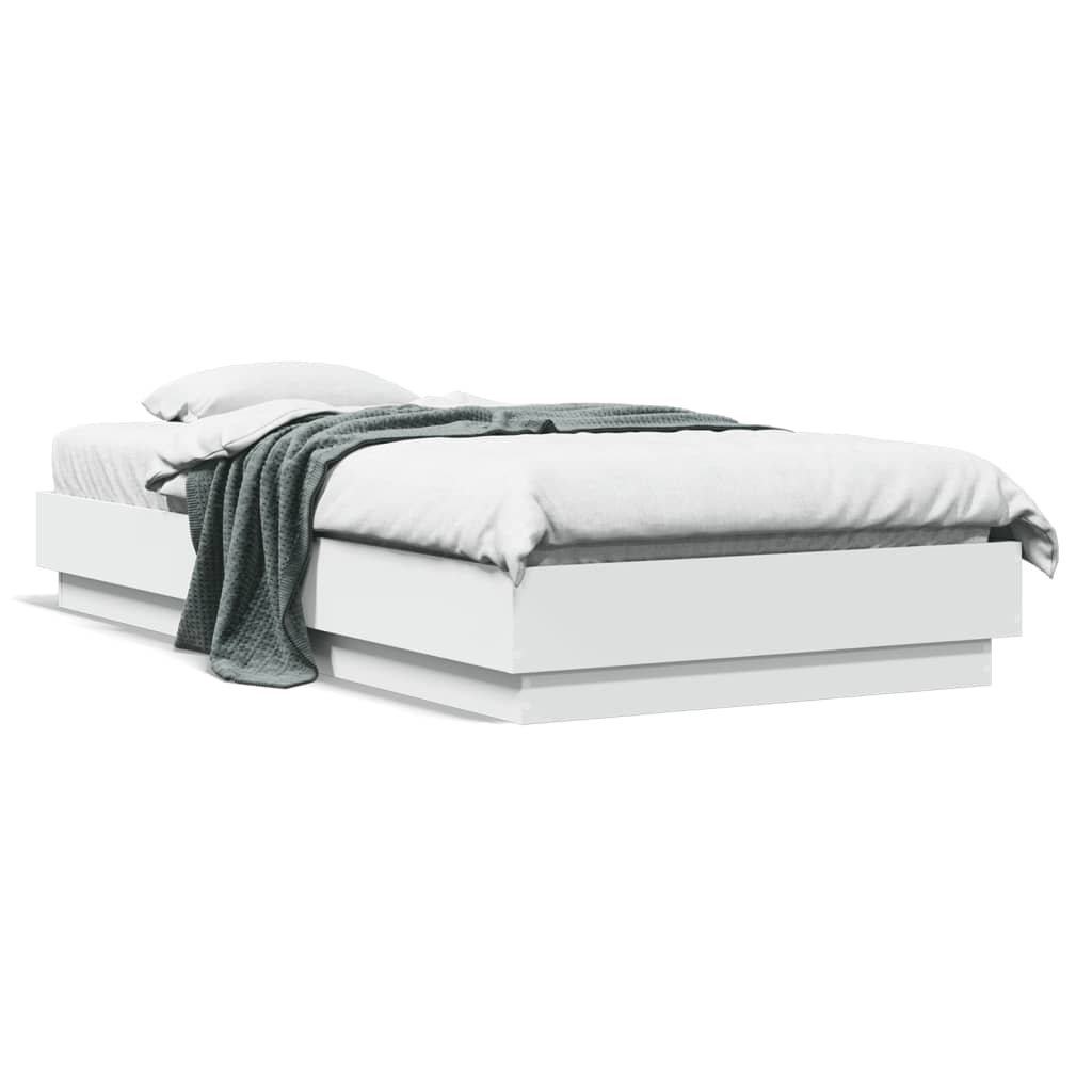 Okvir kreveta s LED svjetlima bijeli 75 x 190 cm