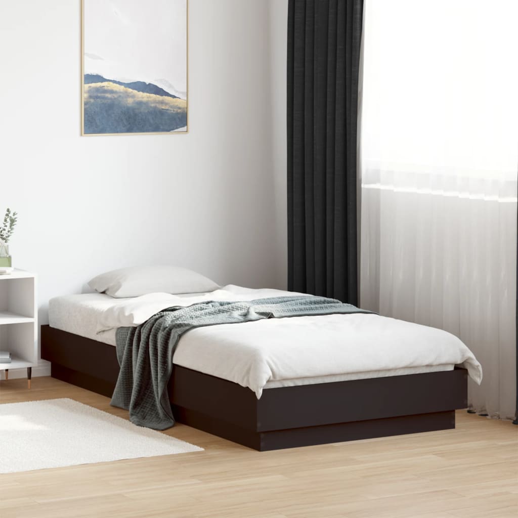 Okvir kreveta s LED svjetlima crni 75 x 190 cm