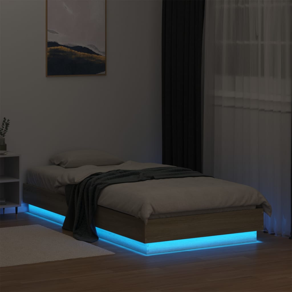 Okvir kreveta s LED svjetlima boja hrasta sonome 75 x 190 cm