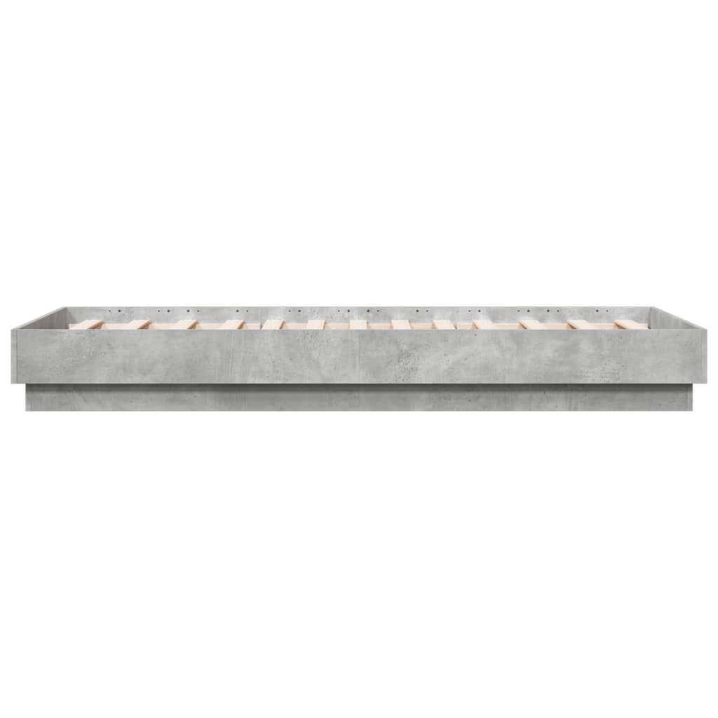 Okvir kreveta s LED svjetlima siva boja betona 75 x 190 cm