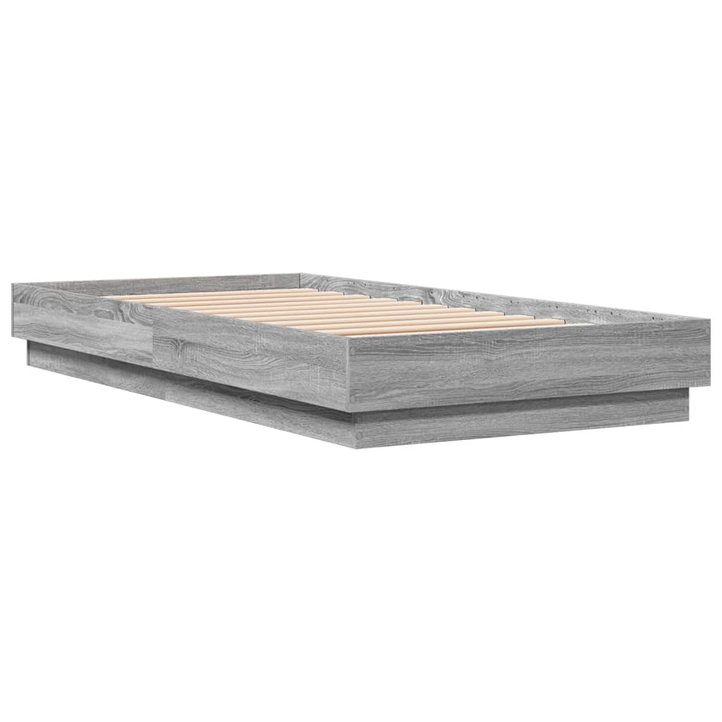 Okvir kreveta s LED svjetlima siva boja hrasta 75 x 190 cm