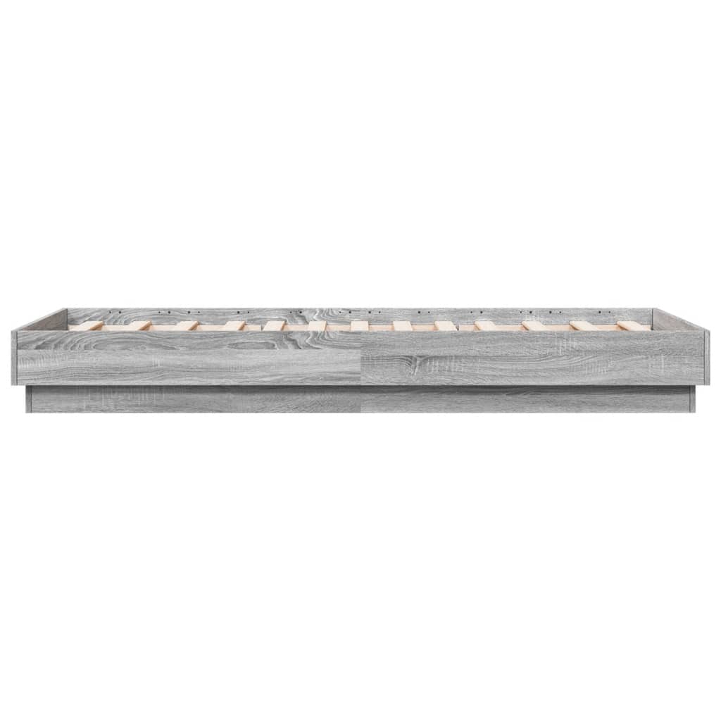 Okvir kreveta s LED svjetlima siva boja hrasta 75 x 190 cm
