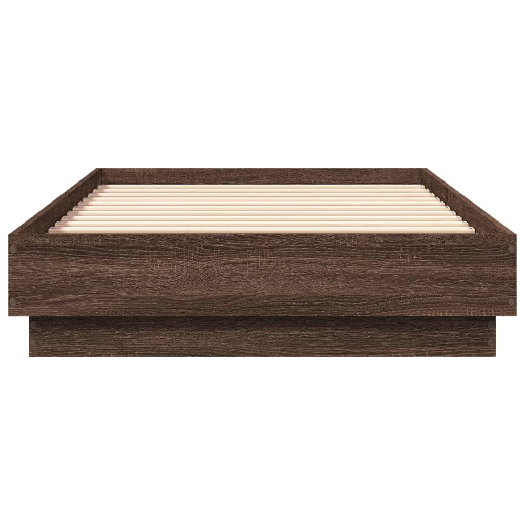 Okvir kreveta s LED svjetlima smeđa boja hrasta 75 x 190 cm