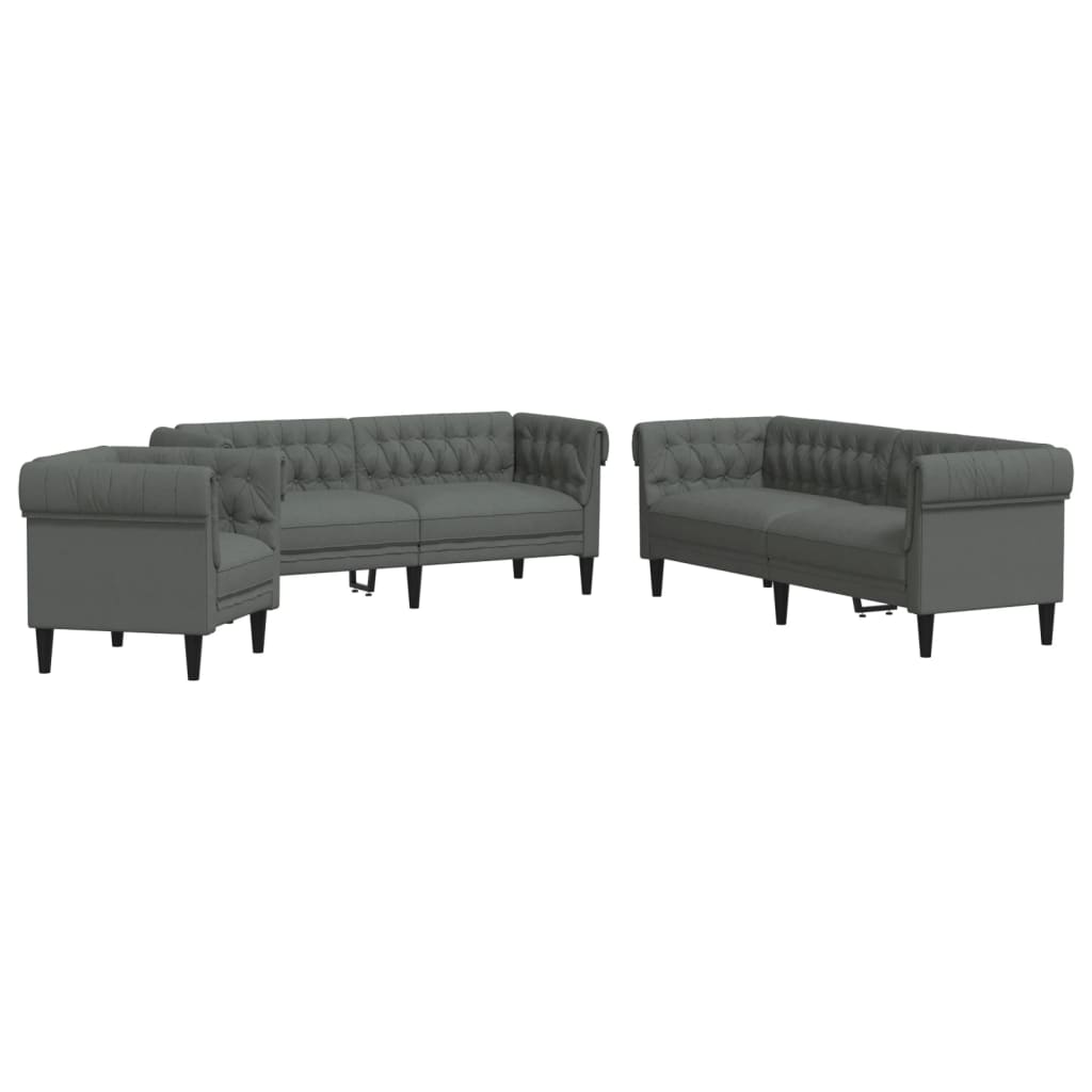 3-dijelni set sofa tamnosivi od tkanine
