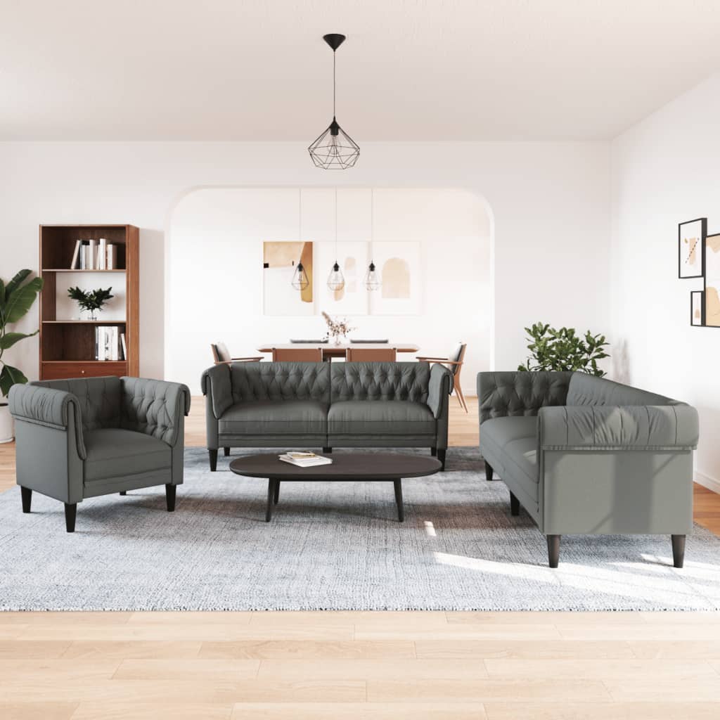 3-dijelni set sofa tamnosivi od tkanine
