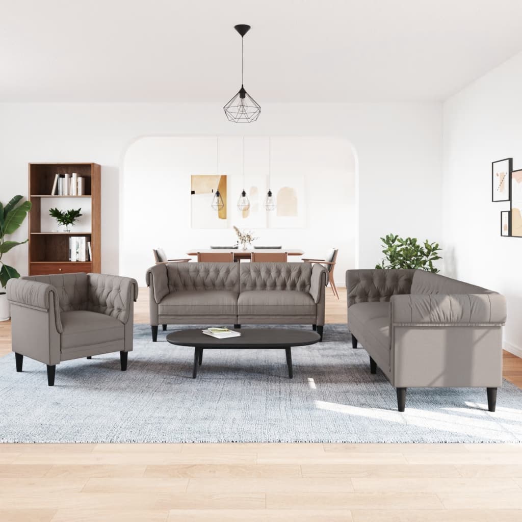 3-dijelni set sofa smeđesivi od tkanine
