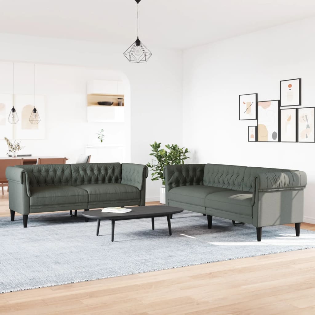 2-dijelni set sofa tamnosivi od tkanine