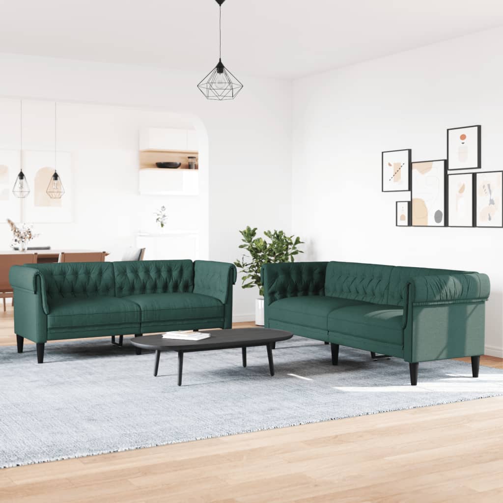 2-dijelni set sofa tamnozeleni od tkanine