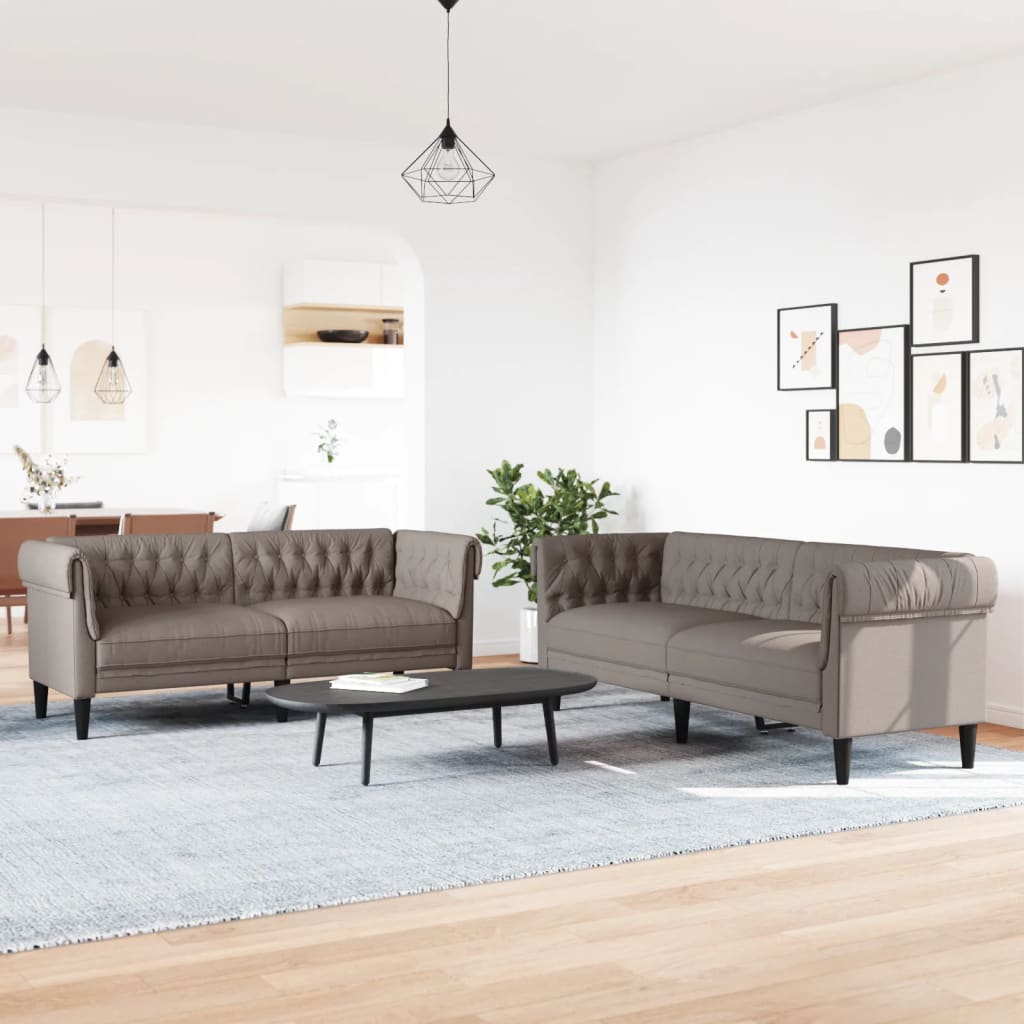 2-dijelni set sofa smeđesivi od tkanine