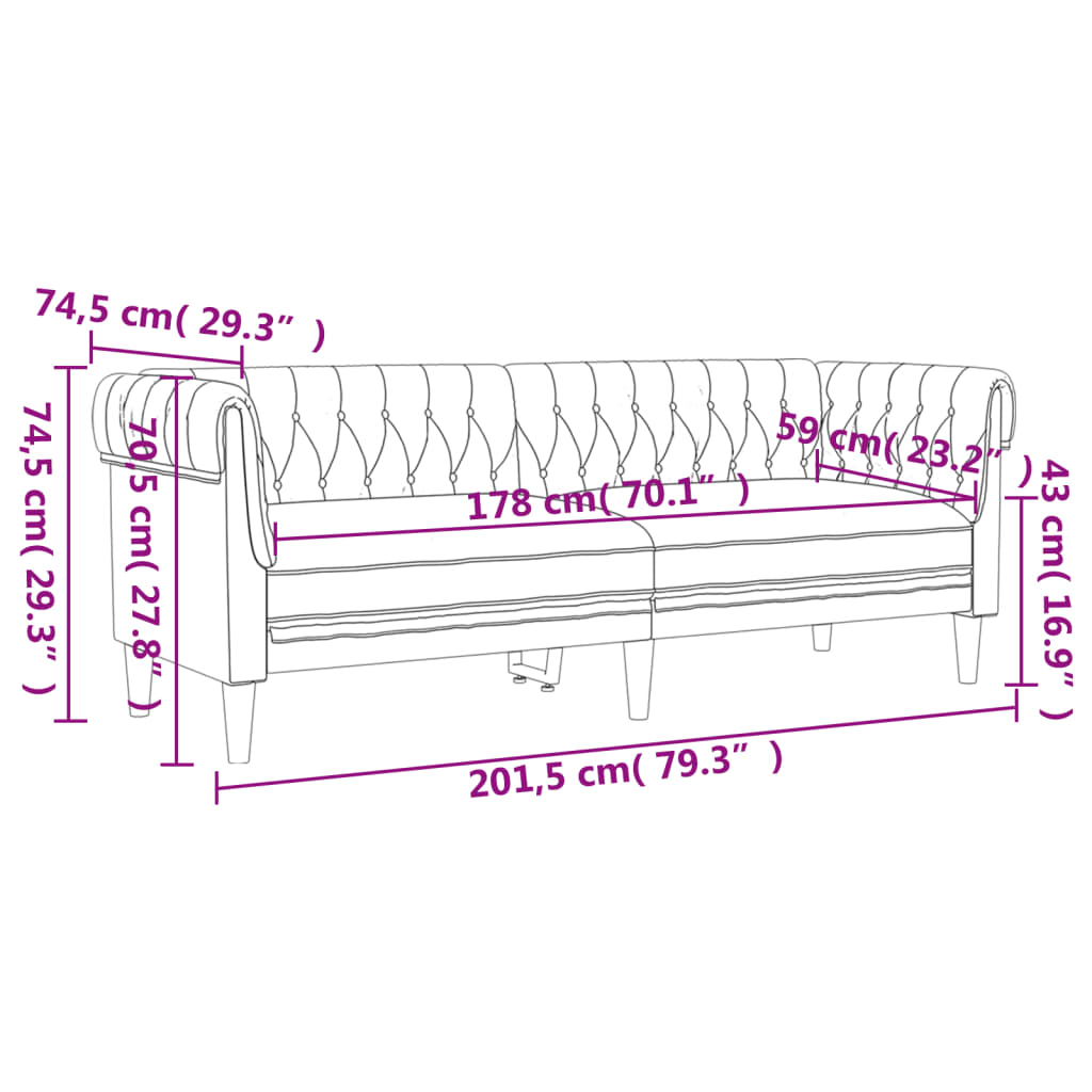 2-dijelni set sofa plavi od tkanine