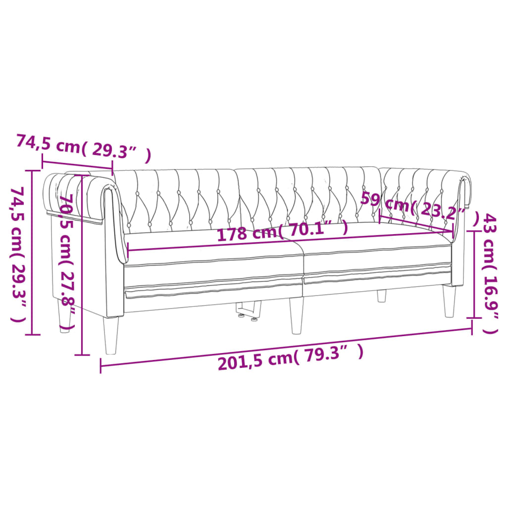 2-dijelni set sofa smeđi od tkanine