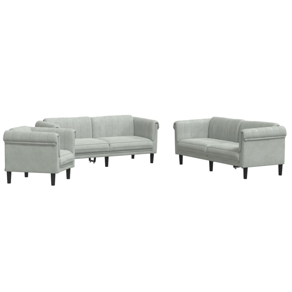 3-dijelni set sofa svjetlosivi baršunasti