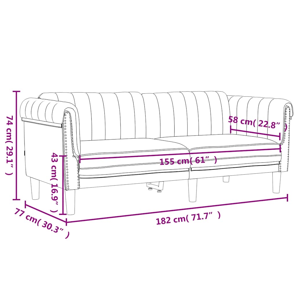 3-dijelni set sofa crni baršunasti