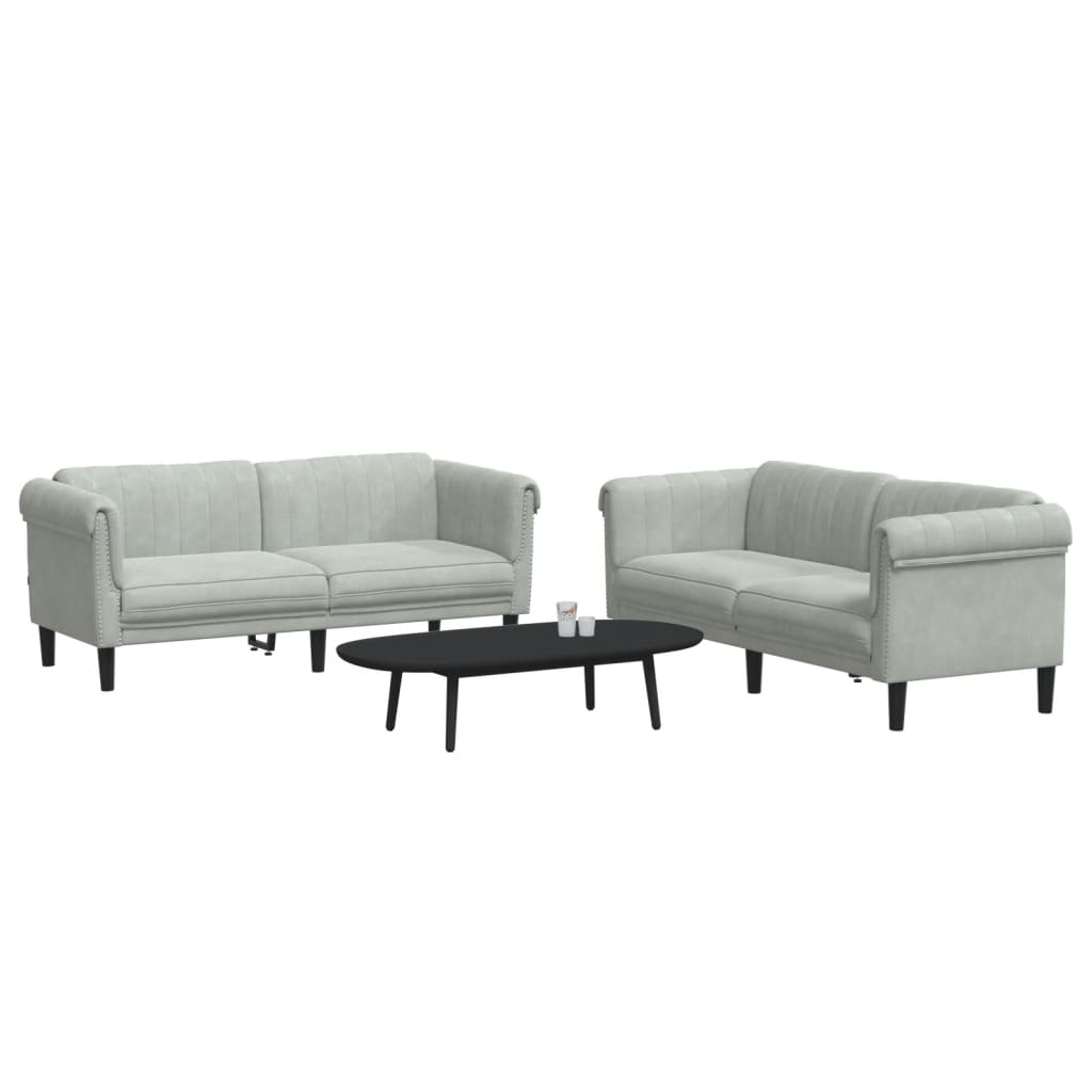 2-dijelni set sofa svjetlosivi baršunasti
