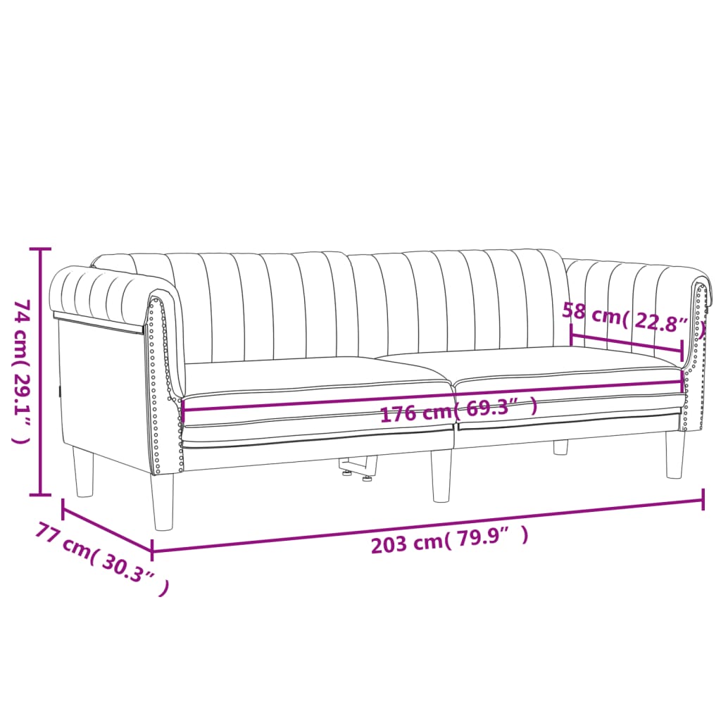 2-dijelni set sofa svjetlosivi baršunasti