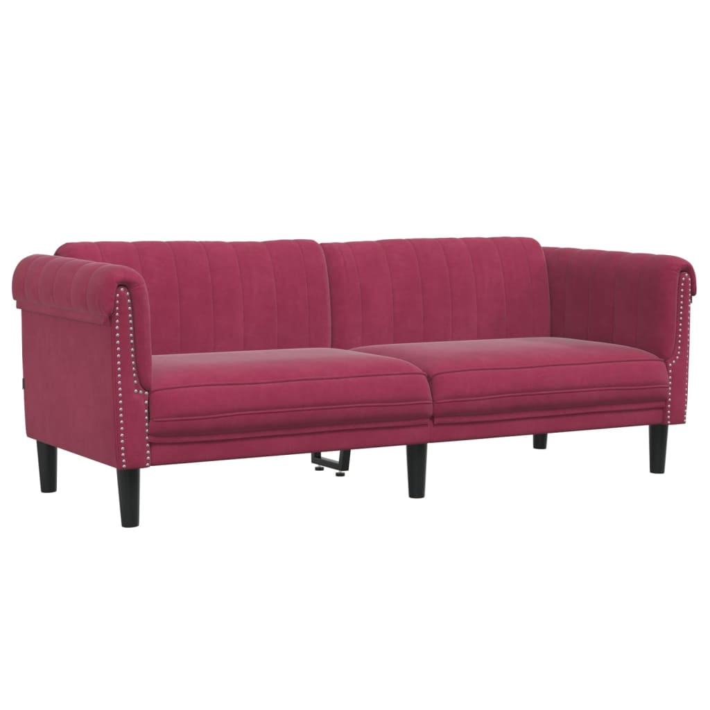 2-dijelni set sofa crvena boja vina baršunasti