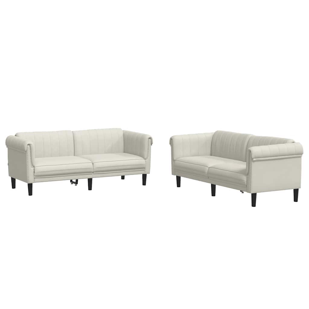 2-dijelni set sofa krem baršunasti